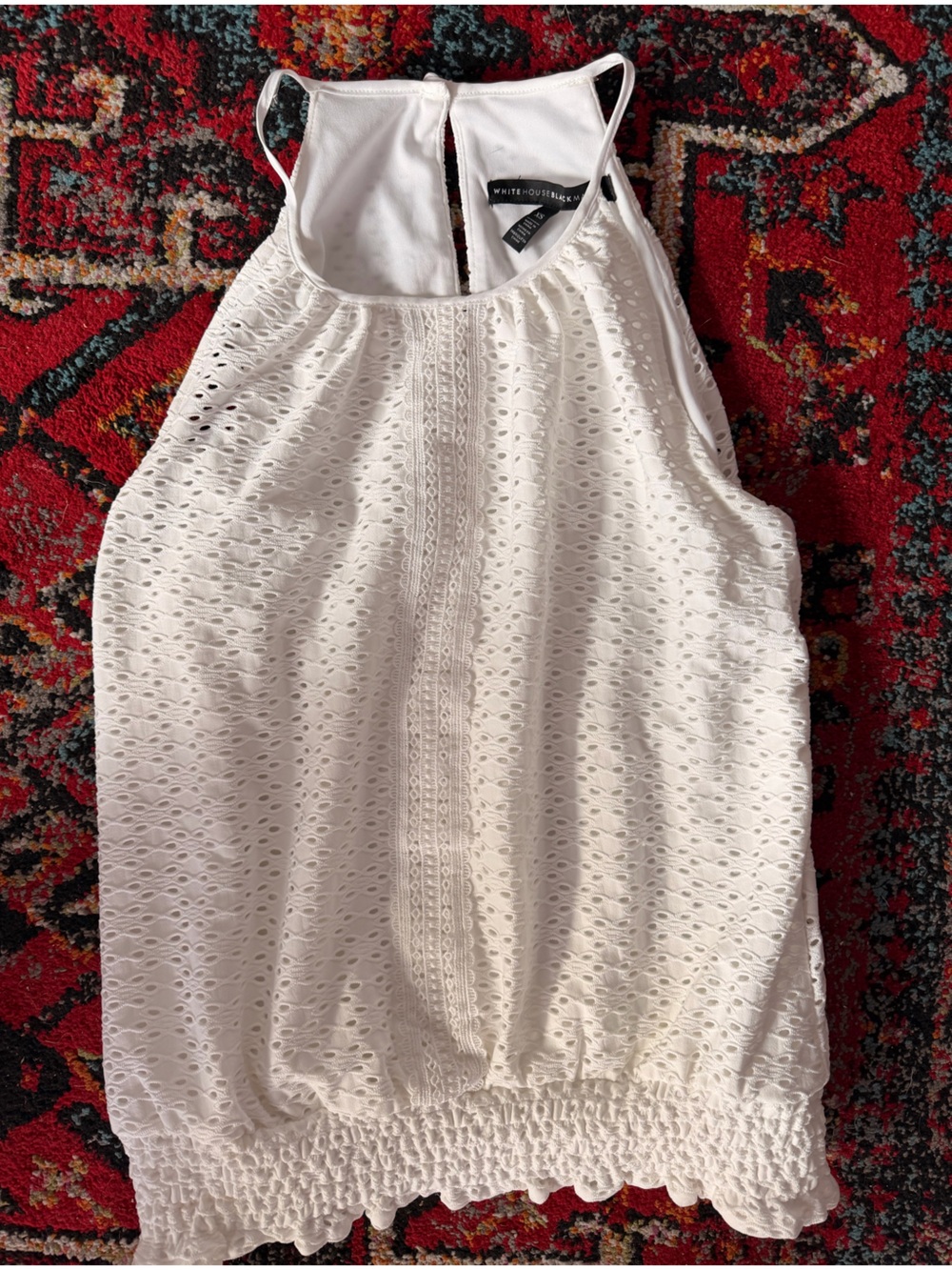 White House Black Market White Eyelet Halter